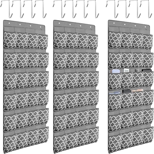 Organizador de zapatos de 3 piezas sobre la puerta 24 grandes bolsillos de tela soporte para colgar zapatos para armario organizador de
