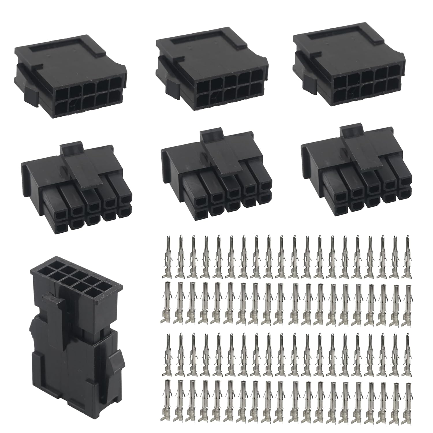 4 Sets Dual Row 10 Pin 3.0mm Pitch Connector Kit with Crimp Terminals