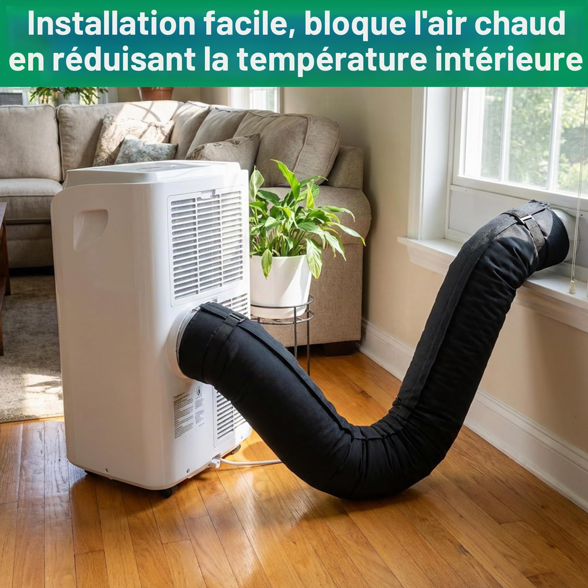 Couvre-tuyau de 150X50CM pour climatiseurs portables - Protection de tuyau AC - Protection de tuyau de climatisation lavable - Housse de protection isolée pour canal de 5 et 5,9 pouces de diamètre