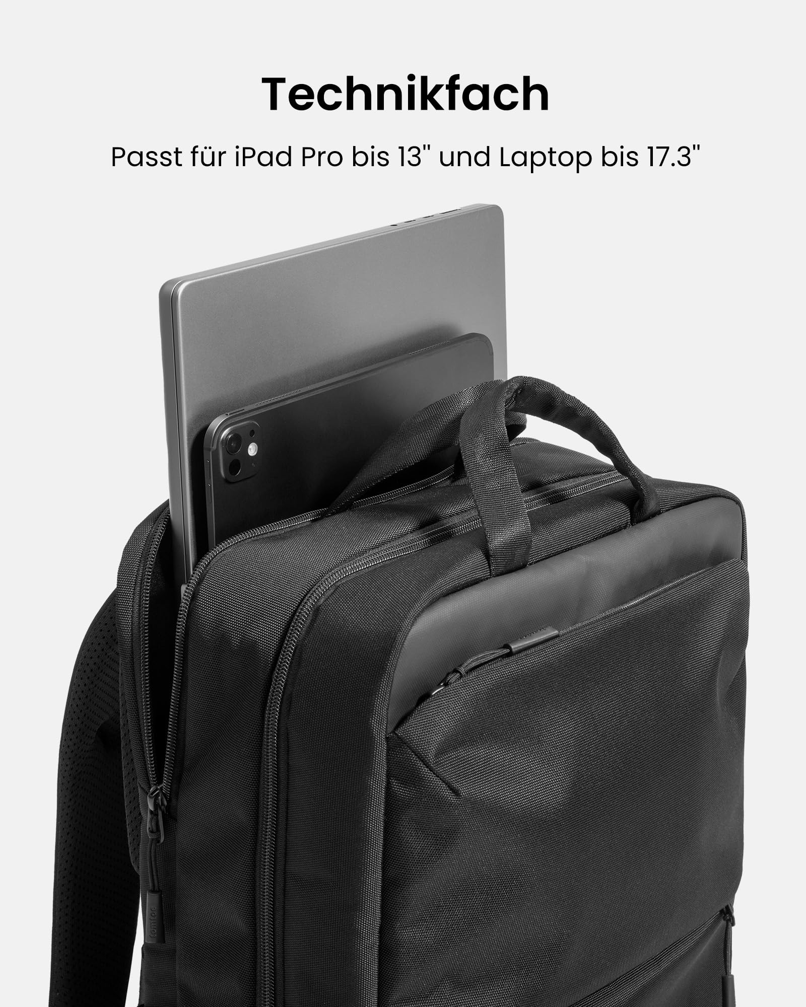 tomtoc 24L Business Laptop Rucksack für 15,6 16 17,3 Zoll Computer, Tagesrucksack Professional Backpack Rucksäcke mit Kabel Durchgangstasche für Büro, Arbeit, Alltag, Schwarz