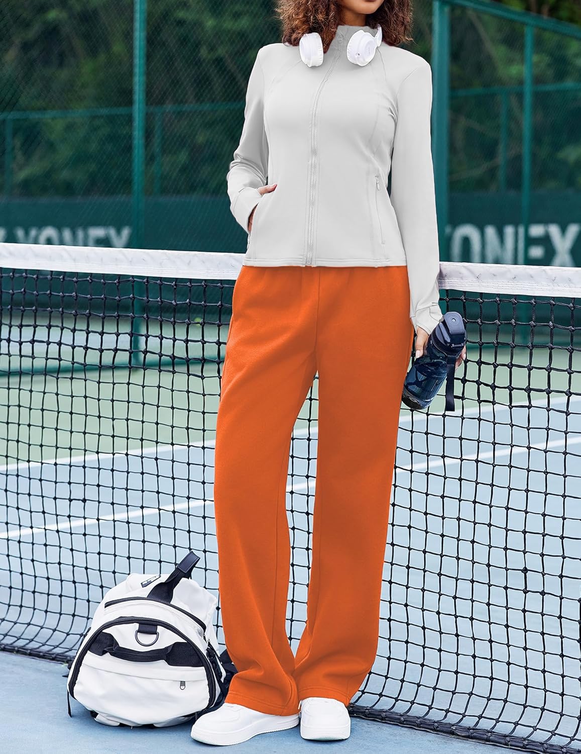 PINSPARK Womens Straight Leg Fleece Lined Sweatpants High Waisted Lounge Casual Sweat Pants with 4 Pockets - Image 5