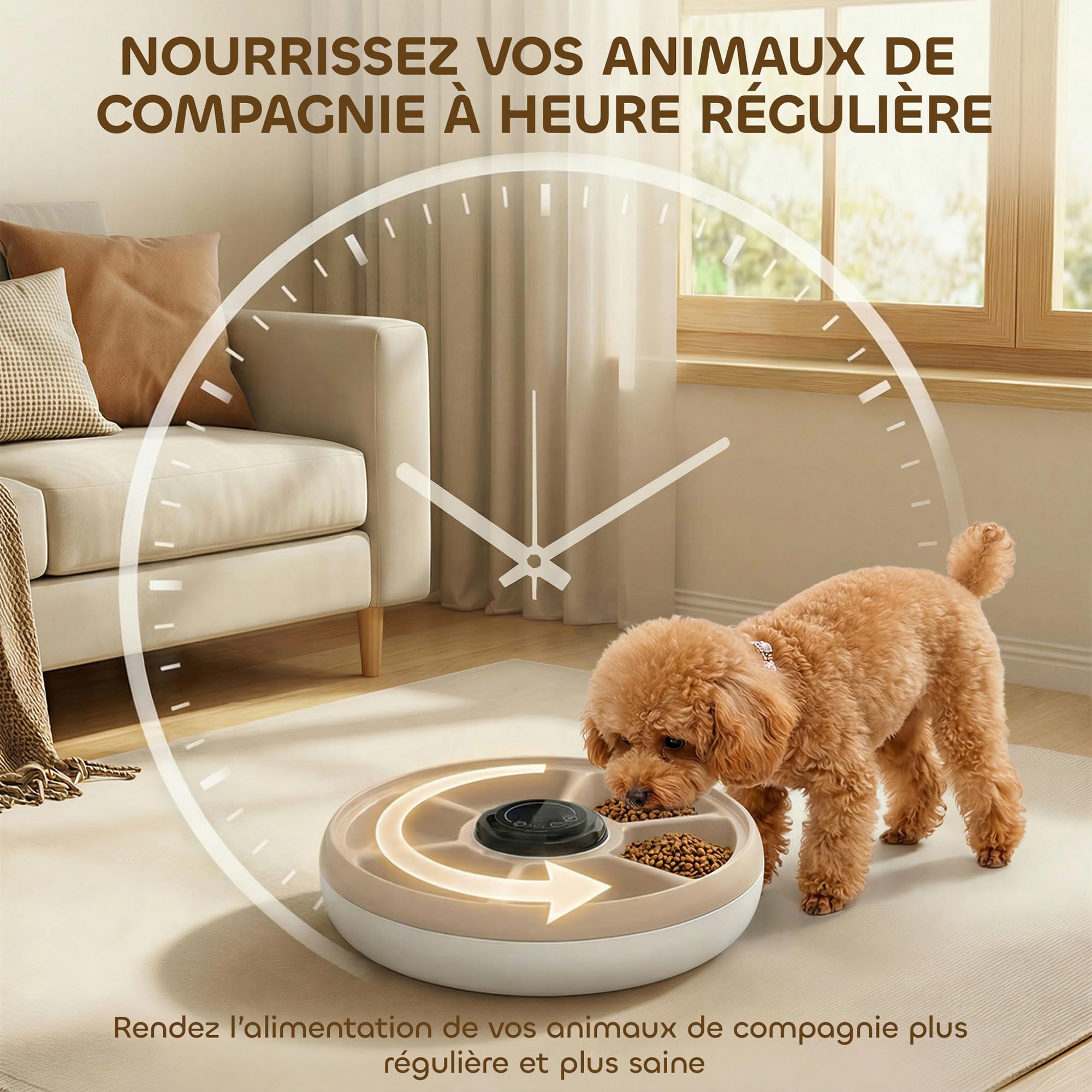PawHut Distributeur de Nourriture pour Animaux de Compagnie Distributeur Automatique de Nourriture gamelle d'alimentation 6 portions sans Fil à minuterie avec 1 Sac réfrigérant écran LED Blanc