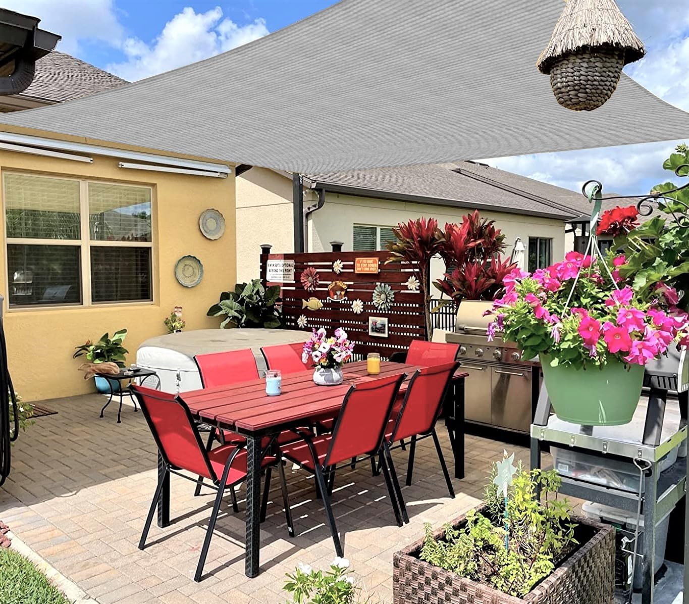 12' x 14' Rectangle Sun Shade Sails Canopy UV Block for Patio Deck Pergola Yard Lawn Outdoor Activities (Gray)