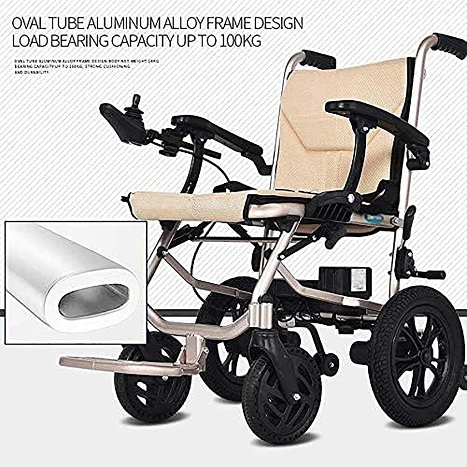 Sillas de Ruedas Eléctricas para Adultos Motorizadas Plegables Ligero Deluxe Aluminio 14Kg - Dos Baterías de Litio - Adecuado para Personas Mayores y Discapacitados