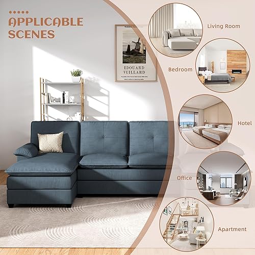 Miniatura 6 de Vongrasig Sofás seccionales para sala de estar, cómodo sofá de nube con diván de 110 pulgadas, sofá modular de 4 asientos, sofá modular grande con