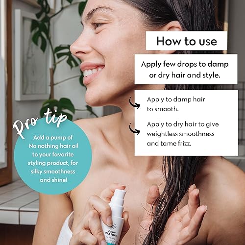 Miniatura 4 de No nothing Aceite para el cabello, suero ligero sin perfume para cabello rizado, encrespado, seco y dañado, control de encrespamiento, suero suave e