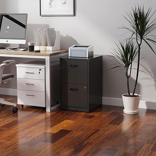 Miniatura 6 de Archivador de metal con cerradura, archivadores verticales con 2 cajones, gabinete de archivo de bloqueo negro para oficina en casa, gabinete de