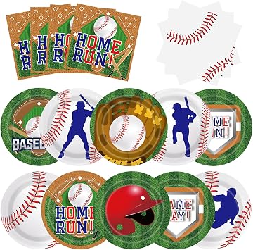 Baseball Birthday Party Decorations 100Pcs Baseball Plates and Napkins for Sports Theme Birthday Party Supplies