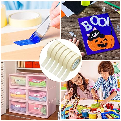 Miniatura 7 de Fainne Cinta adhesiva de uso general a granel, 55 yardas para pintar en casa, oficina, escuela, papelería, manualidades, uso básico, fácil de quitar