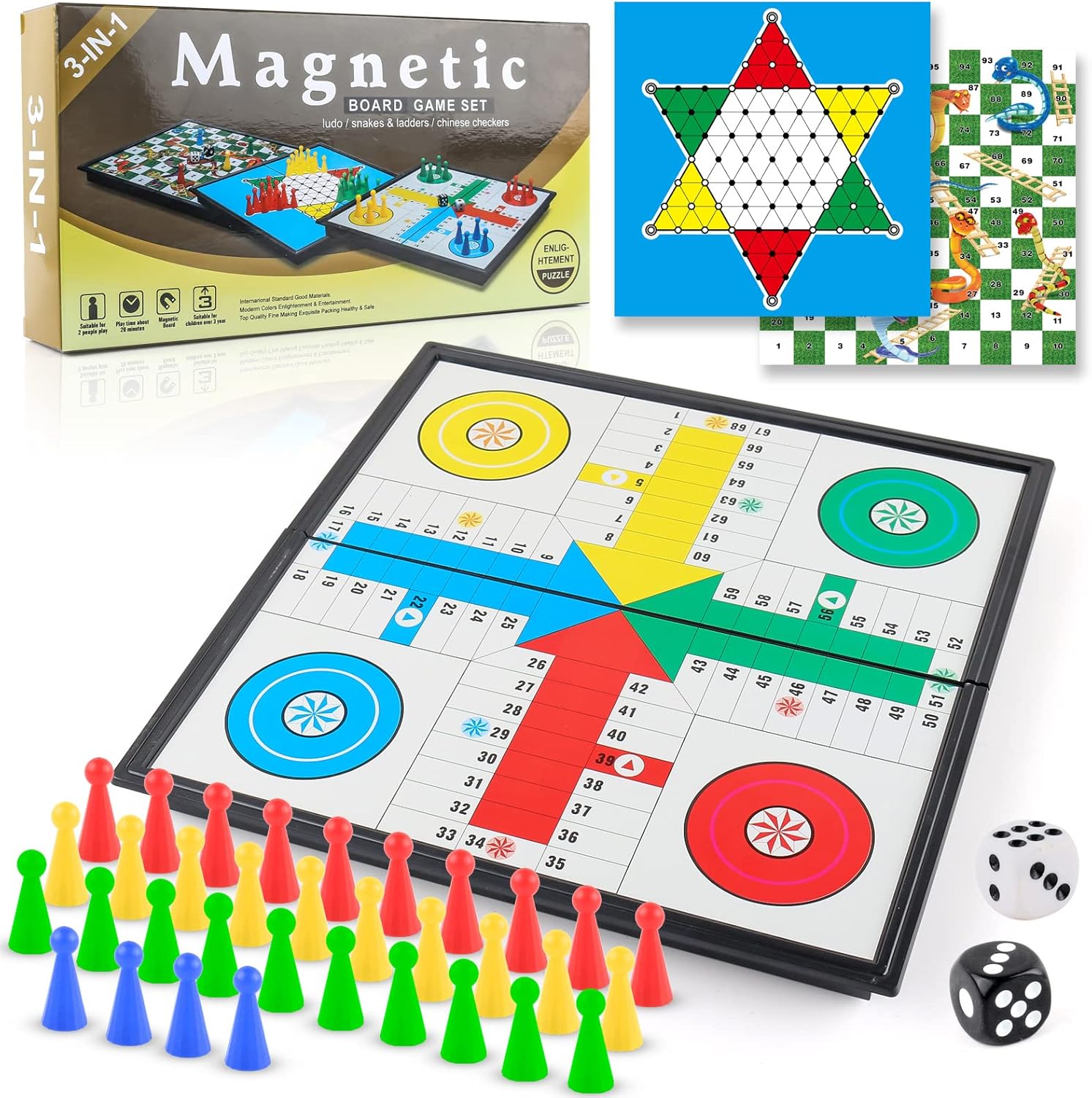 XQW 3 in 1 Classic Board Games for Family Night Adults Kids