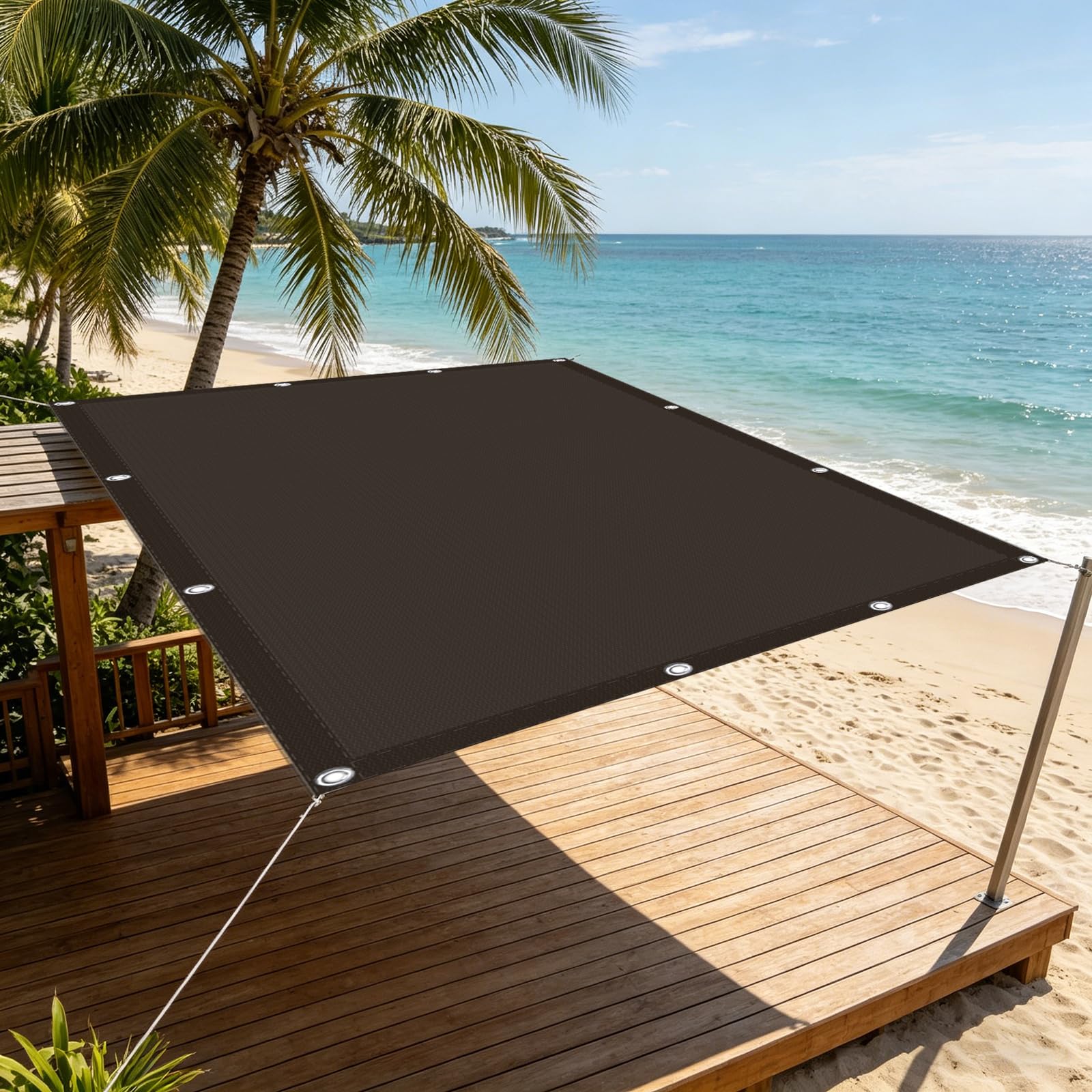 Filet d'ombrage 220x350 cm imperméable brun avec oeillets