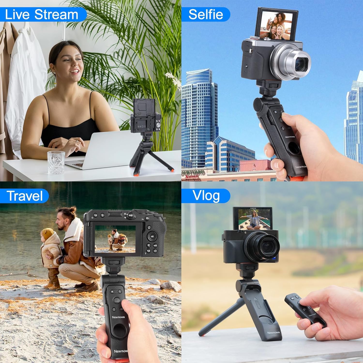 Newmowa Camera Tripod with Detachable Remote for Sony ZV-1, Canon EOS R, Nikon Z50