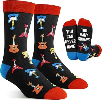 Cool Music Accessories Gifts - Guitar Drum Piano Trumpet Socks, Funny Musician Present, Rock & Roll Stocking Stuffers