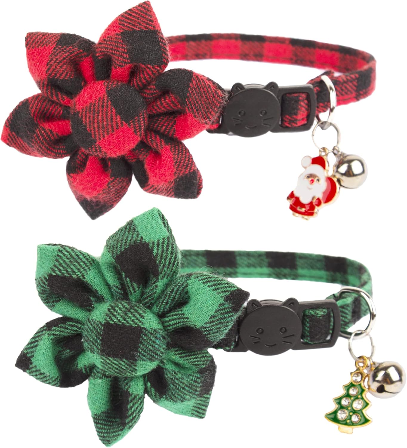 Pet Supplies ADOGGYGO Christmas Cat Collars with Flower Bell, 2 Pack