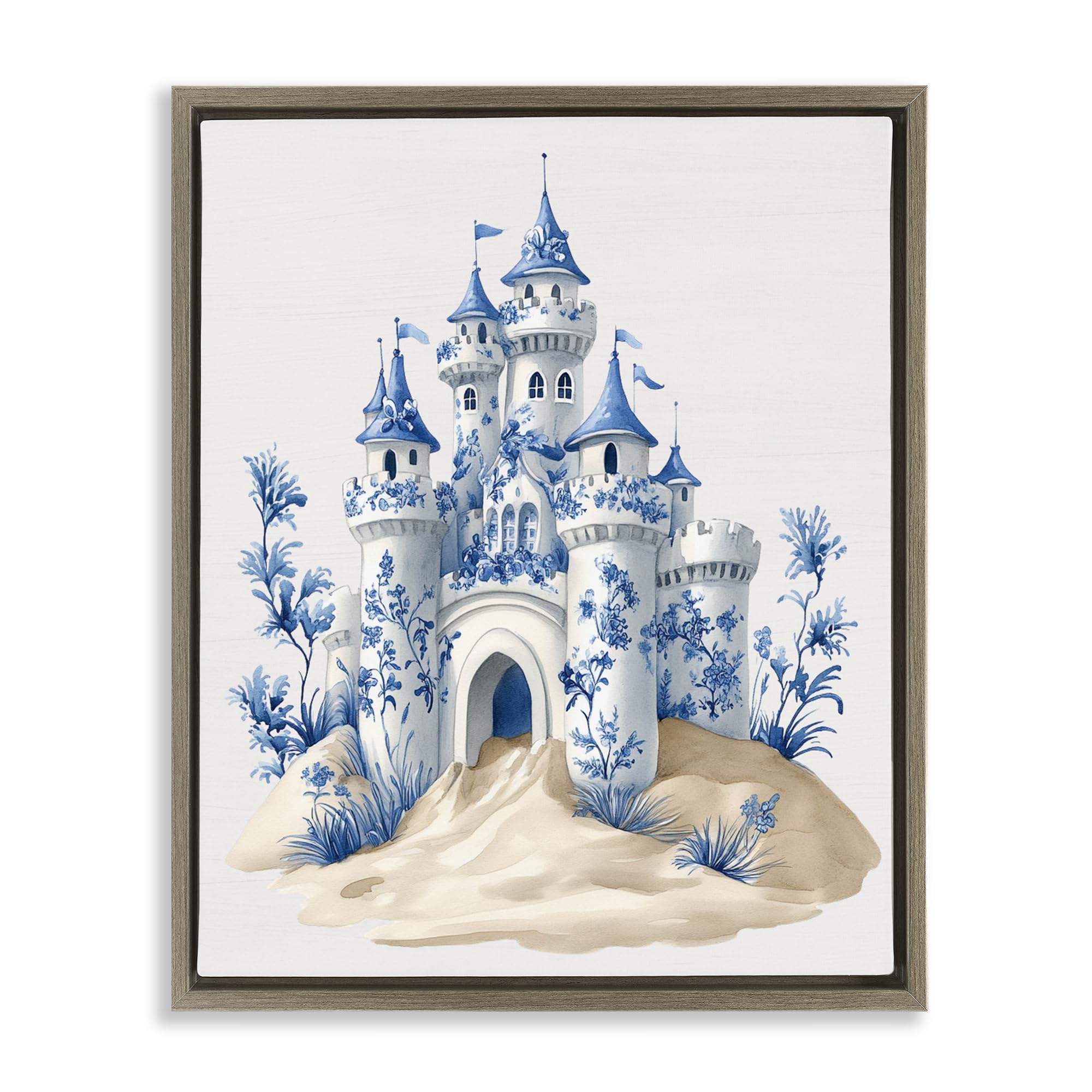 'Funky Toile Castle'| Floating Frame Canvas Art