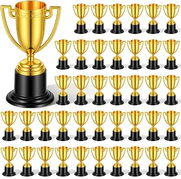 48 Pack Mini Trophies, 3.75 Inch Gold Award Cups, Plastic Trophy Set for Competitions, Sports Tournaments, Ceremony Prizes, Party Favors, and Recognition Events