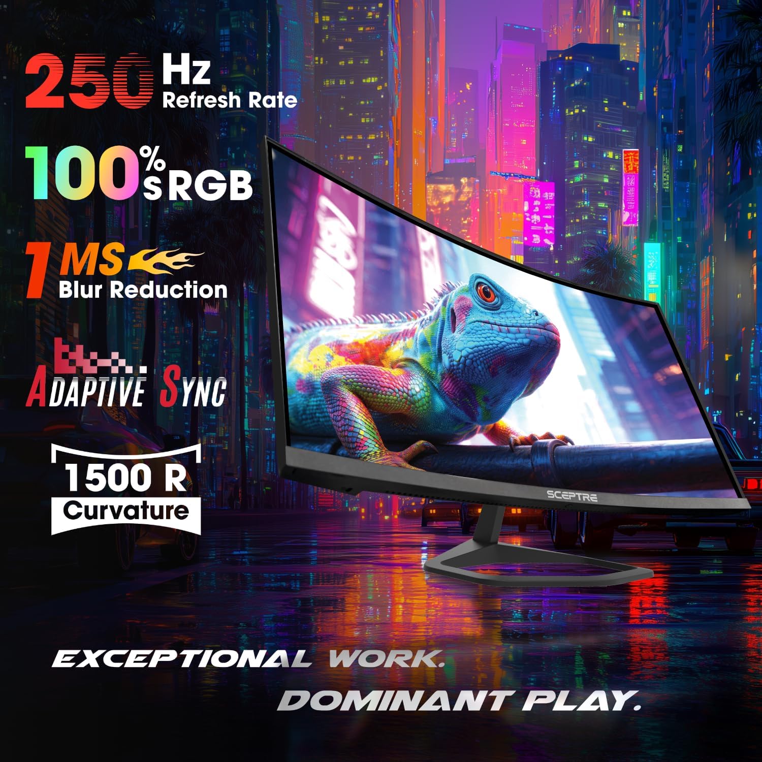 New! Sceptre 27-inch Curved Gaming Monitor 1080p 1500R up to 250Hz DisplayPort x2 HDMI x2 100% sRGB 1ms Build-in Speakers, Machine Black 2027 (C275B-FW250G Series) 5 81tGdLBkiGL. AC SL1500