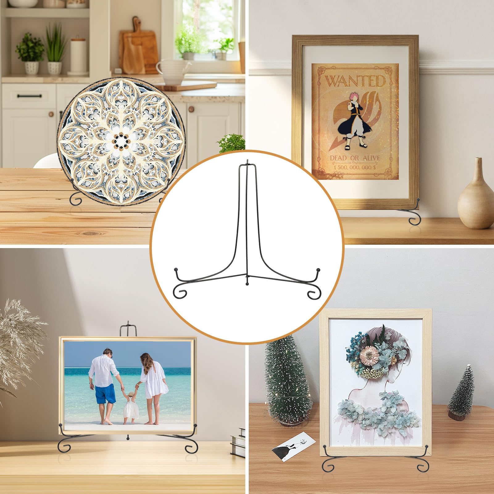HERCHR Migliorato Antiscivolo espositore per Libri di Cucina, Ferro Supporto Cavalletto Decorativo per Foto, Porta Piatti da Esposizione, Nero Reggi Piatti Metallo per Decori, Altezza 12 Pollici