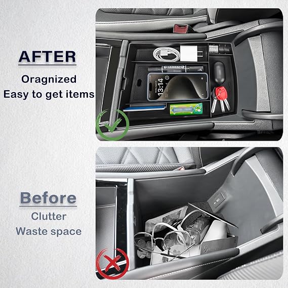 Center Console Organizer for 2024-2026 VW Atlas/Cross Sport | Secondary Storage Tray, Vehicle-Specific Fit, ABS Material, Easy Access And Cleaning, Interior Accessories