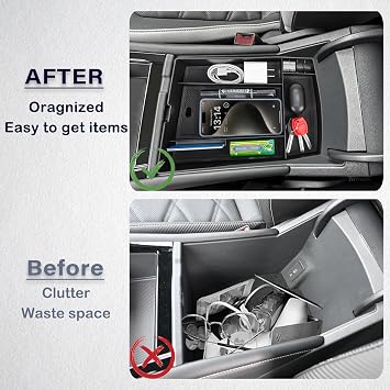 Center Console Organizer for 2024-2026 VW Atlas/Cross Sport | Secondary Storage Tray, Vehicle-Specific Fit, ABS Material, Easy Access And Cleaning, Interior Accessories