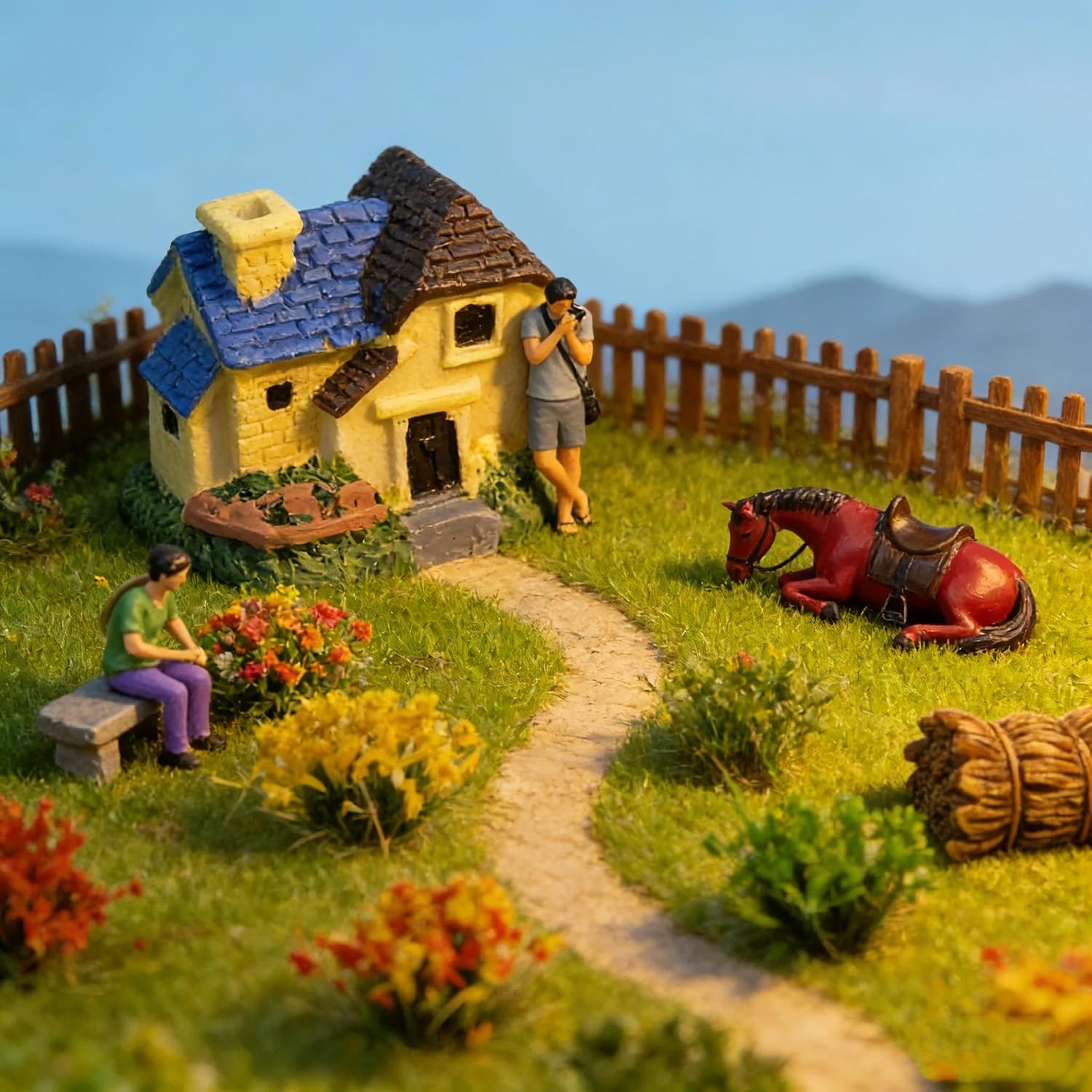 132 Pcs Grass Tufts & Miniature Flower Clusters Kit for Model Railway Scenery, Train Layouts, Diorama Bases, Wargaming and DIY Miniature Landscapes