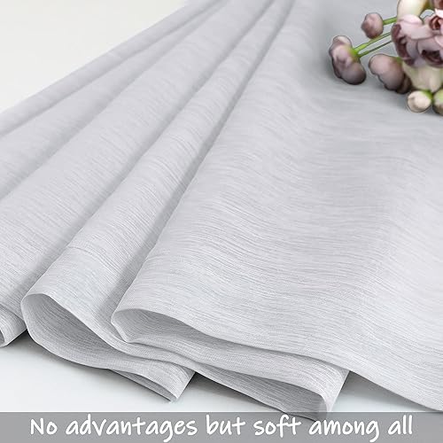 Miniatura 4 de Cortinas grises plateadas de 72 pulgadas de largo, juego de 2 paneles de cortinas transparentes de gasa con bolsillo para barra, cortinas