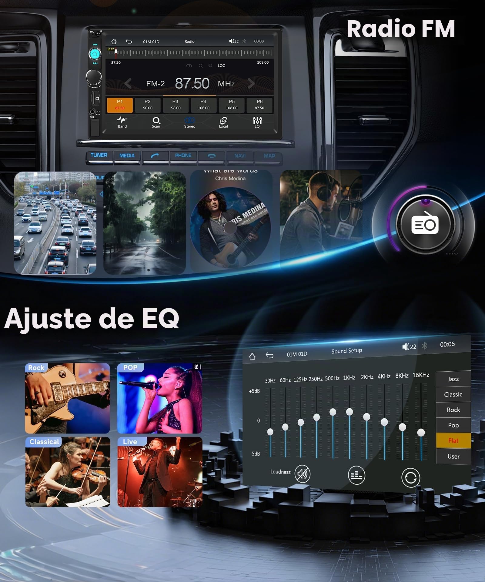 VECHTEL Dab+/Dab Radio de Coche 2 DIN con CarPlay Android Auto Inalambrico, 7 Pulgadas IPS HD Pantalla Táctil Radio Coche Soporte Bluetooth 5.2 Radio FM USB/AUX Mirror Link SWC Cámara Trasera
