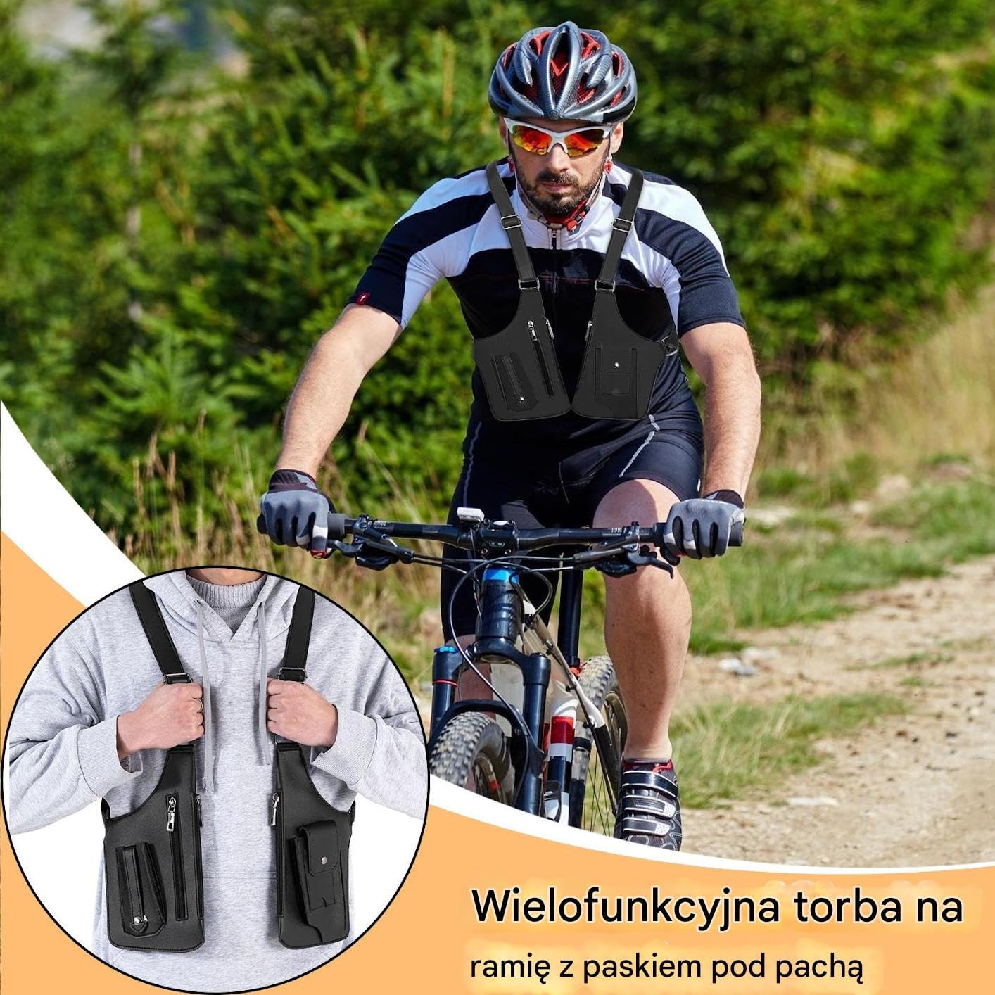 Torba Na Ramię Pod Pachą - Wodoodporna Saszetka Antykradzieżowa z Dwoma Ramiączkami,Wodoodporna Torba na Ramię Holster - Dla Mężczyzn i Kobiet do Podróży Wyjścia Paszport Na