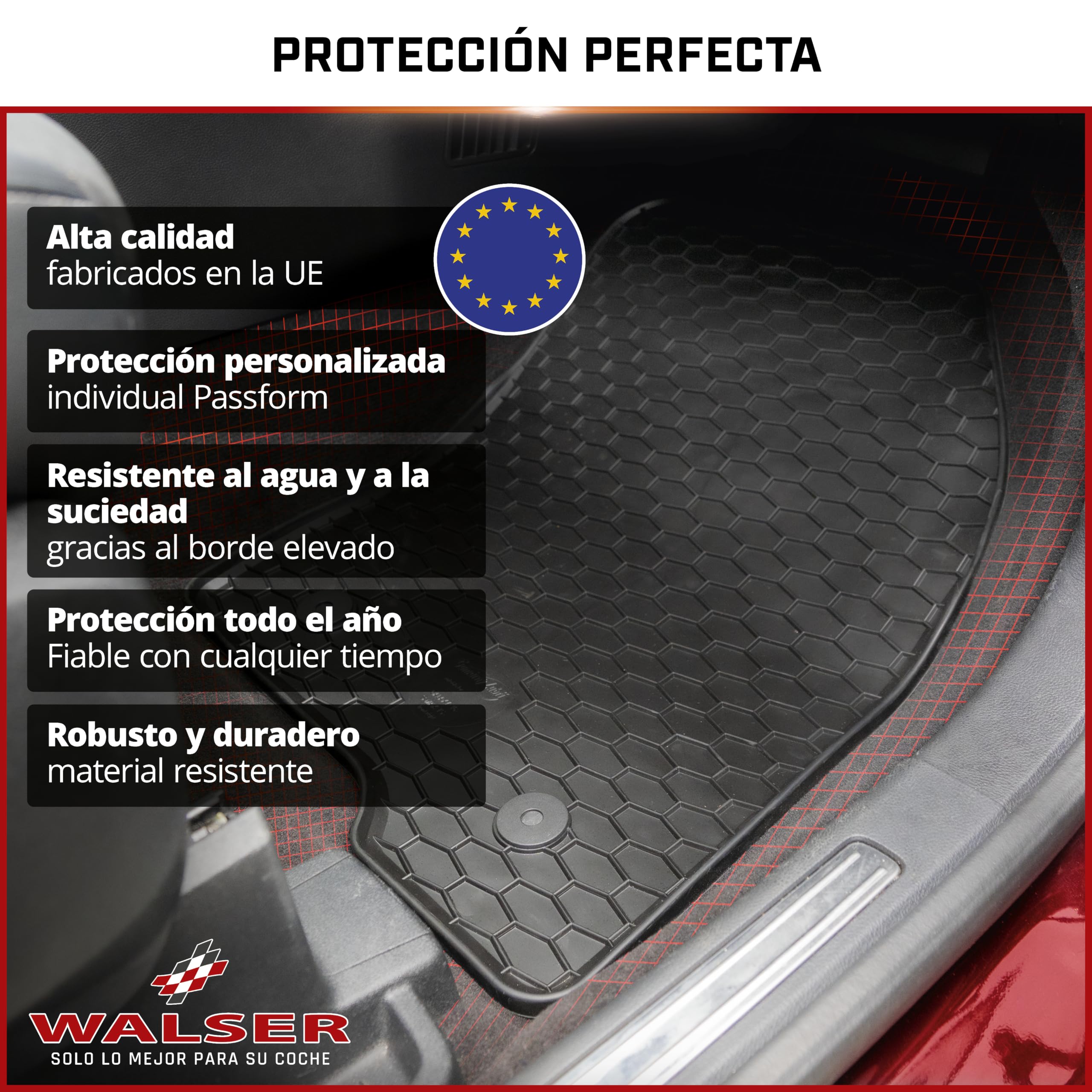 WALSER Alfombrillas de goma a medida DirtGuard compatible con Citroen Jumper II/Fiat Ducato/Peugeot Boxer 2006-Hoy, Opel Movano C 2021-Hoy