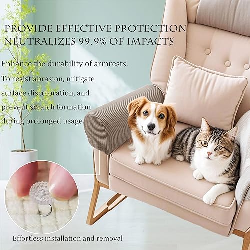 Miniatura 3 de Juego de 2 fundas para sofá y sillón, fundas elásticas para sillón reclinable, juego de 2 (arena)