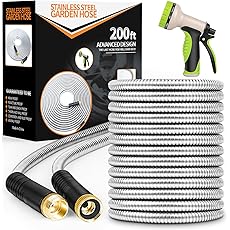 200 ft Garden Hose -Metal Water Hoses with Nozzle &10 Function Sprayer,Flexible, Heavy Duty,No Kink& Tangle, Lightweight, 304 Stainless Steel Watering Car Washing hoses Pipe for Outdoor,Yard,Gardening