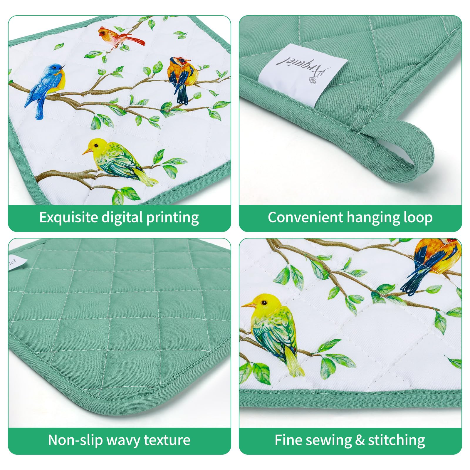 Arquiel Bird Branch Oven Mitts and Pot Holders -100% Cotton - Image 3