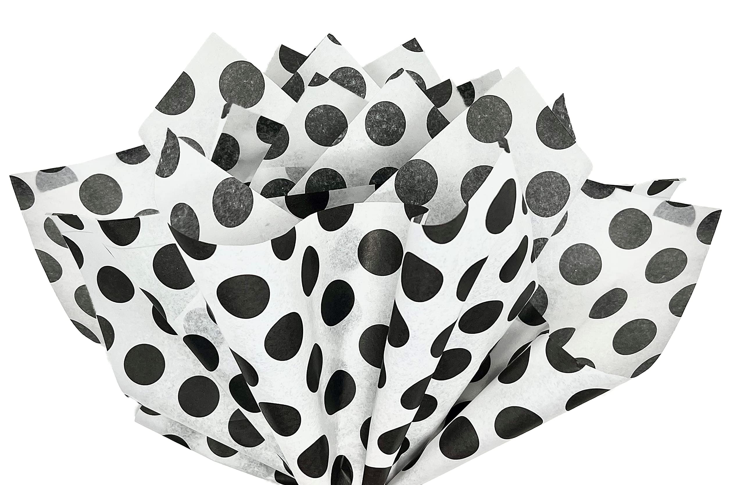 Flexicore Packaging | Black Polka Dot Gift Wrap Tissue Paper | Size: 15 Inch X 20 Inch | Count: 100 Sheets | Color: Black| DIY Craft, Art, Wrapping,