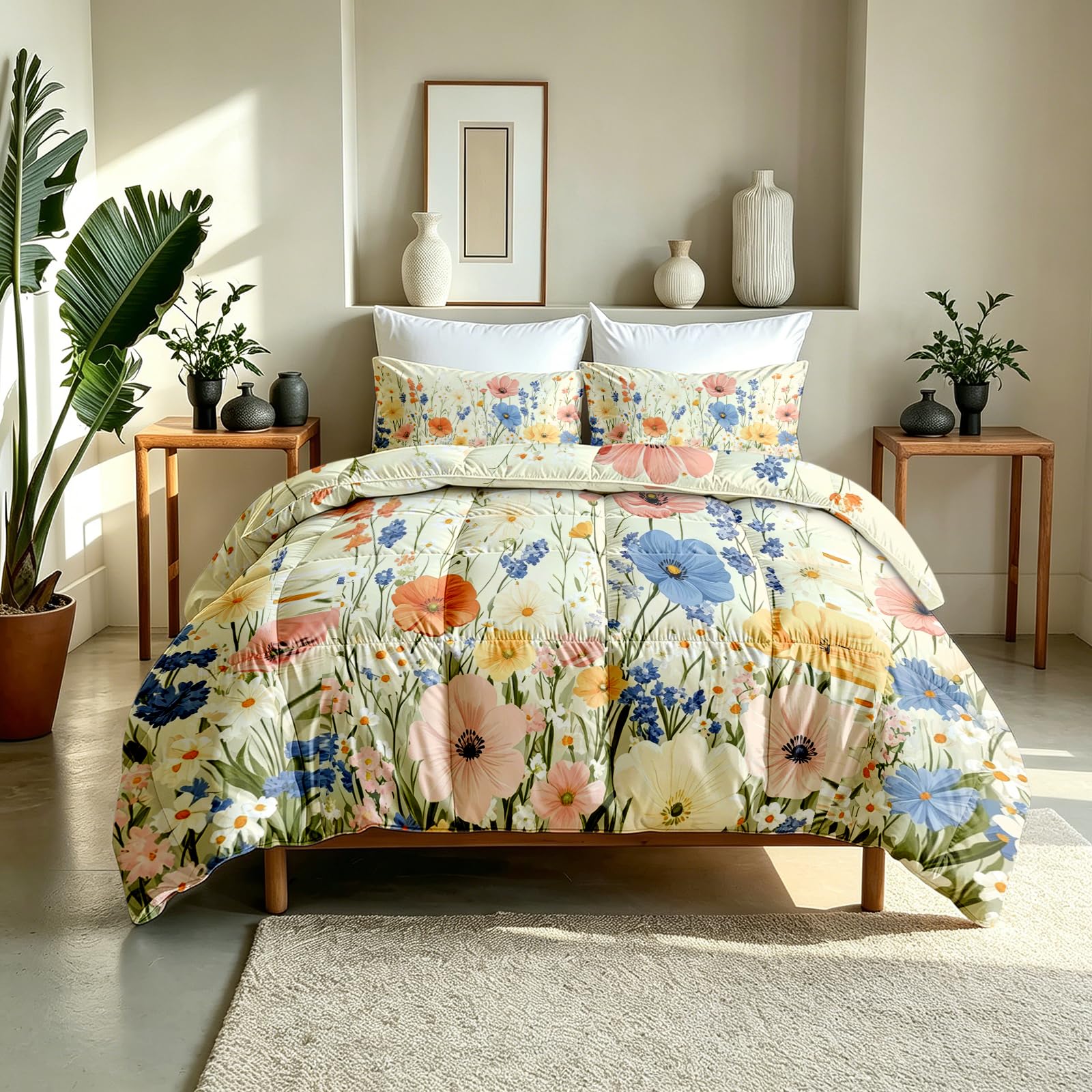 Couette 160x200 4 Saisons Vintage Floral Lavable en Machine