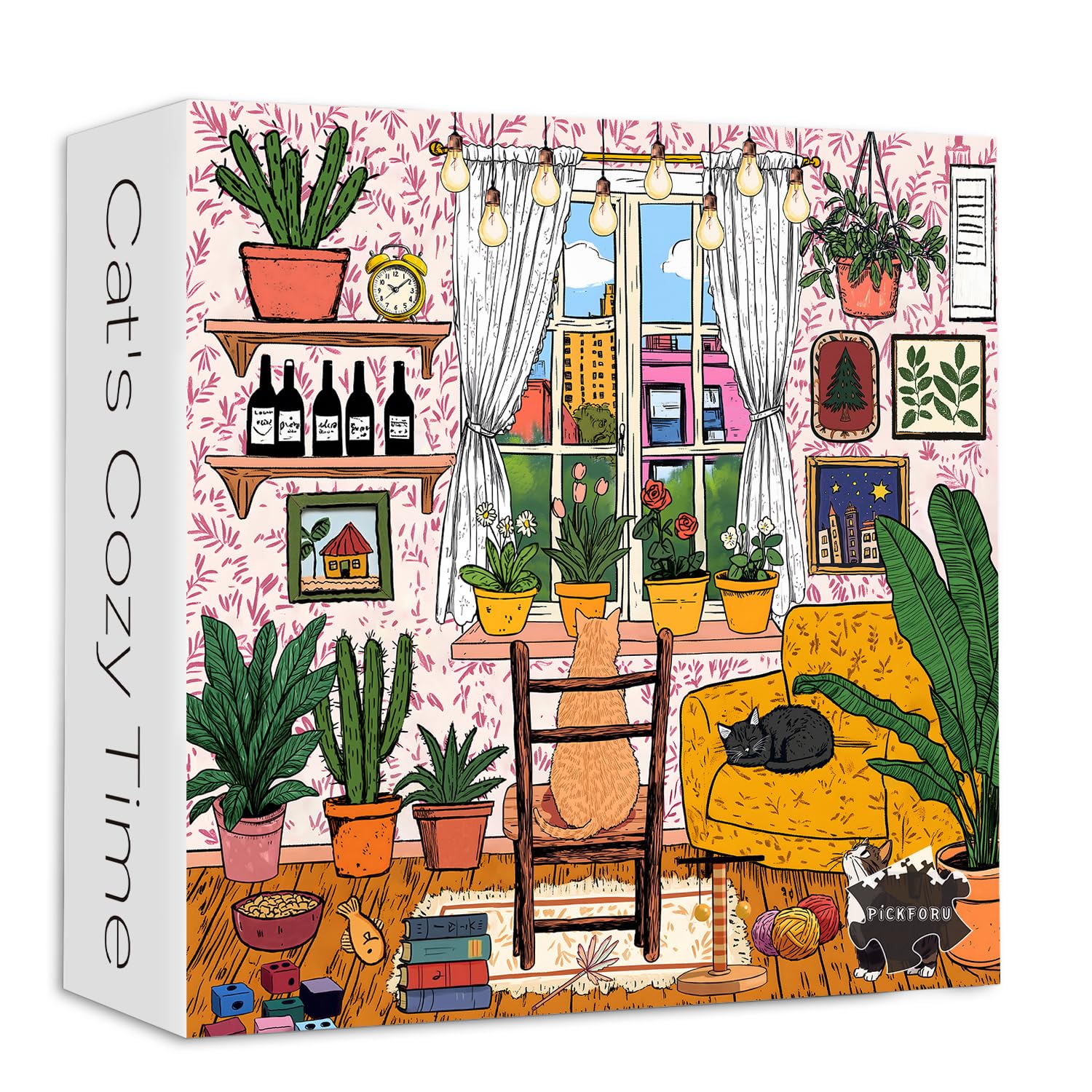 PICKFORU Cat 1000 Piece Puzzle for Adults, Colorful Plant Jigsaw Puzzles 1000 Pieces Funny Animals, Challenging Difficult Living Room Art Puzzle as Home Wall Art Decor