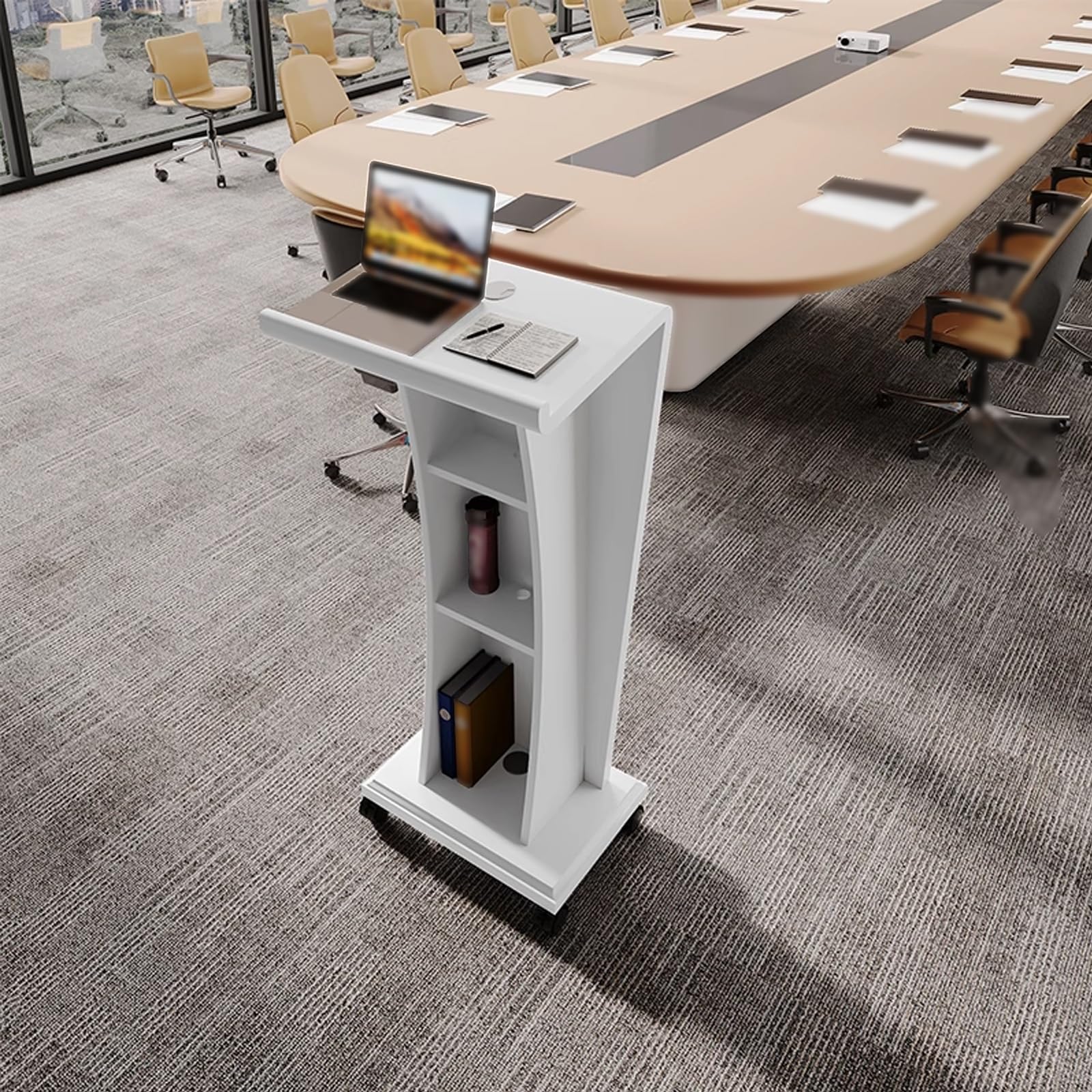 DUANHOZ Reception Desk with Drawers, Solid Wood Podium Stand for Classroom Salon Lobby Retail Checkout Counter
