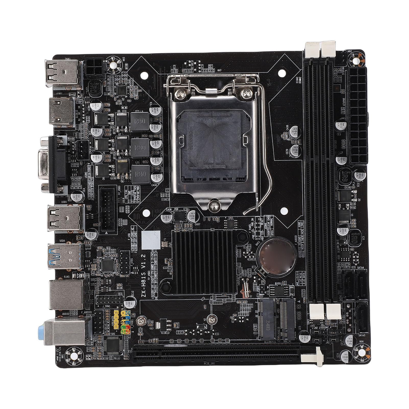 Tosuny Placa Base H81 LGA1150 Mini ITX, Placa Base para Computadora de Escritorio DDR3 de Doble Canal con Ranura M.2 NVMe, SATA 6Gb/s PCIe X16 Compatible con Procesadores Core I3 I5 I7