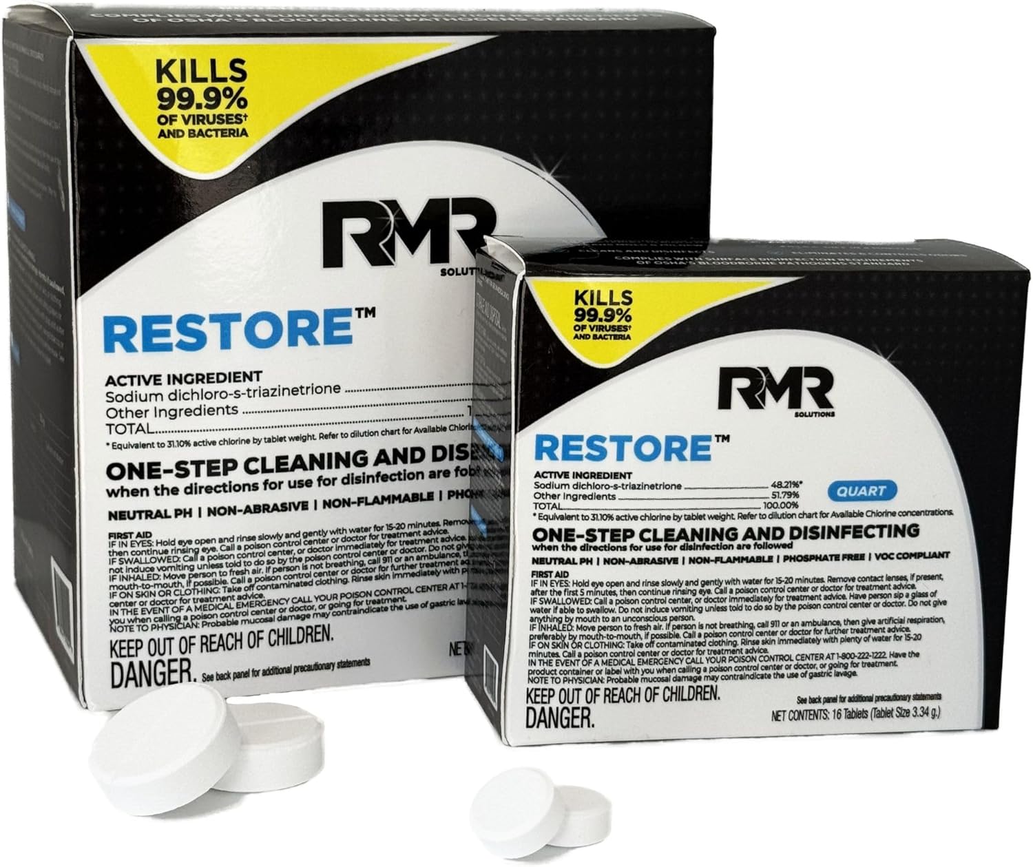 RMR Solutions RESTORE Disinfectant & Cleaner Concentrate, EPA Registered Mold Remover & Antibacterial Cleaning Solution for Kitchen, Bathroom, Floor, Home, Pet Areas, Counter, 13.1g, Makes 48 Gallons