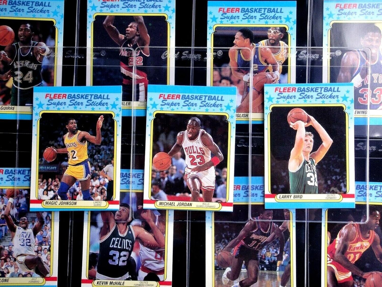 1988-1989 Fleer Basketball Sticker Complete 11 Card Set Michael Jordan Bird Nm+. - Unsigned Basketball Cards
