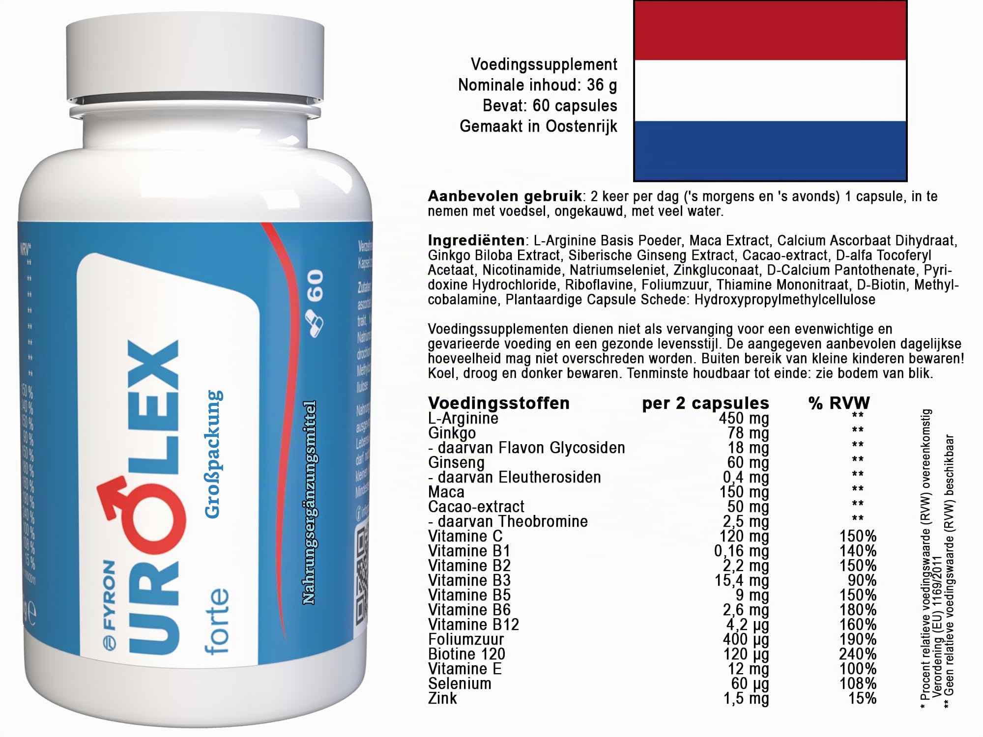 Urolex forte für Männer - 180 Kapseln (3x60 Kapseln) - 3er Pack