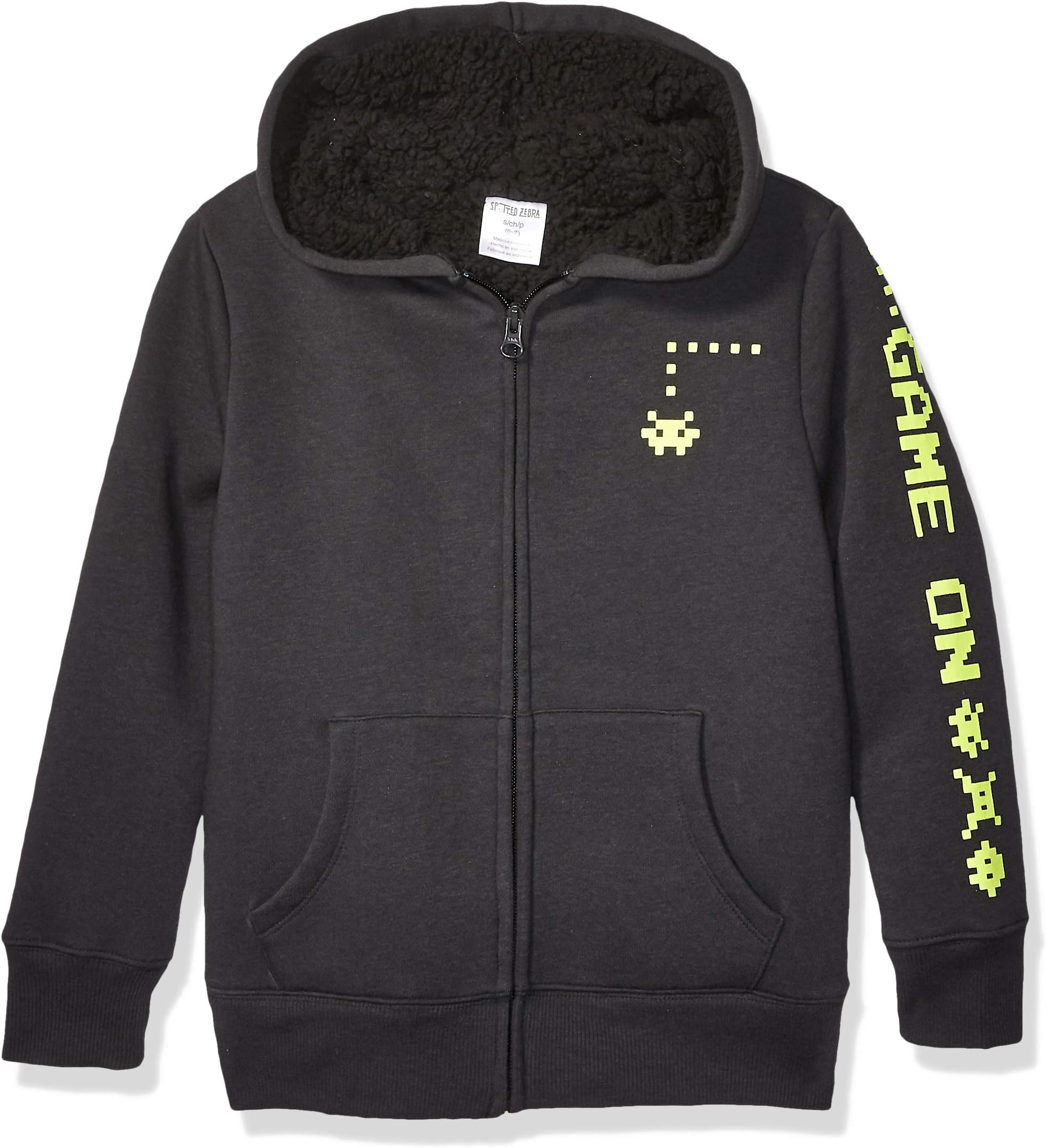 Amazon Essentials Boys and Toddlers' Sherpa-Lined Fleece Zip-up Hoodie Sweatshirts (Previously Spotted Zebra)