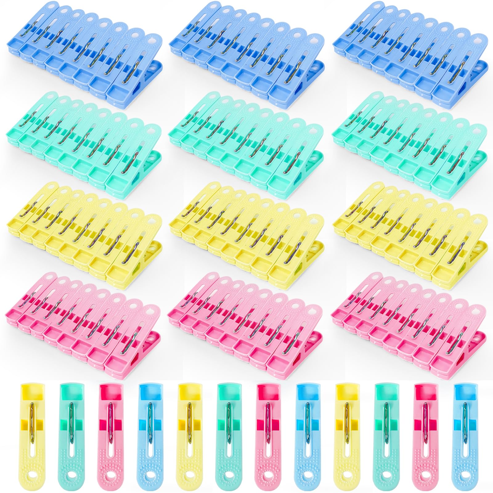 100Pcs Laundry Pegs Clothes Clips, Plastic Clothes Pegs Clips Heavy Duty with Durable Spring, Windproof Peg Air Dry Indoor Outdoor Rust Resistant