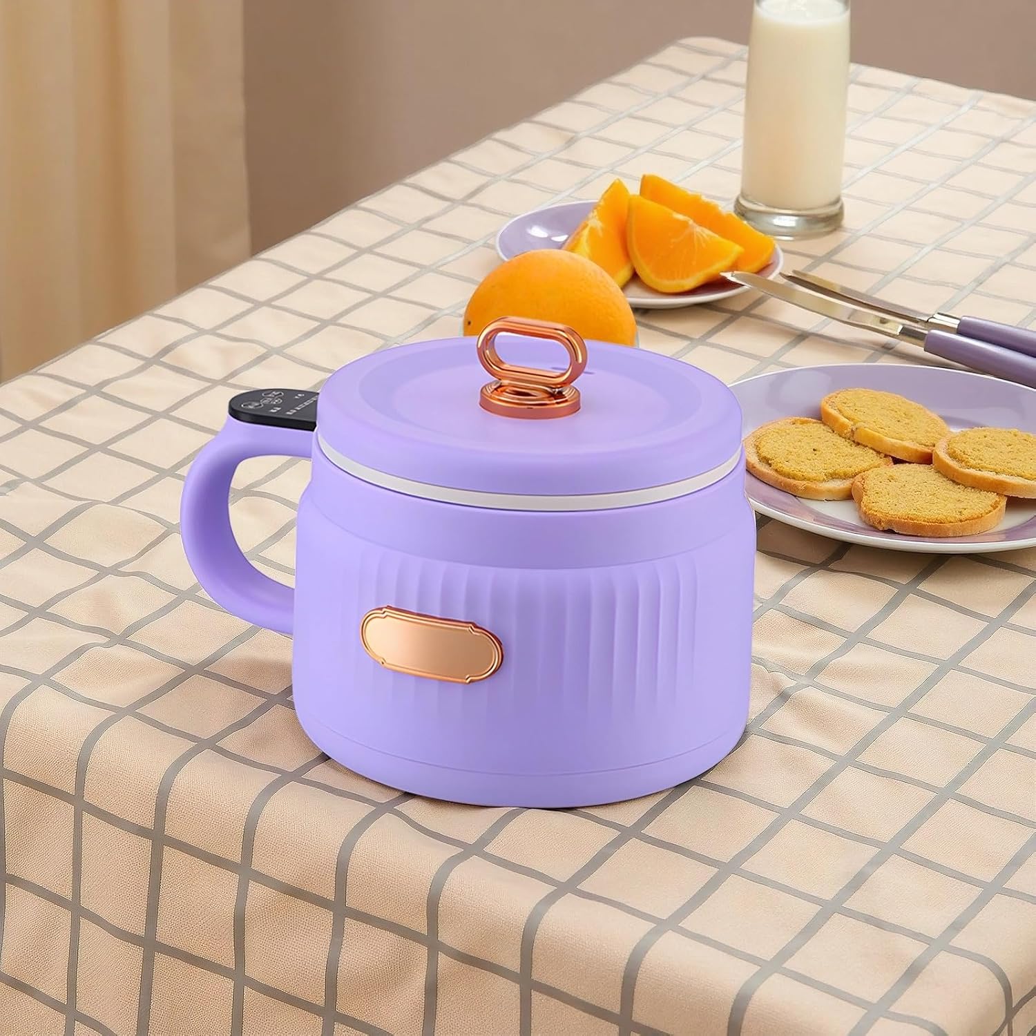 Electric Hot Pot Mini Cooker, 1.6L Non-Stick Pot with LCD for Ramen, Ideal for Office, Dorm, and Traveling