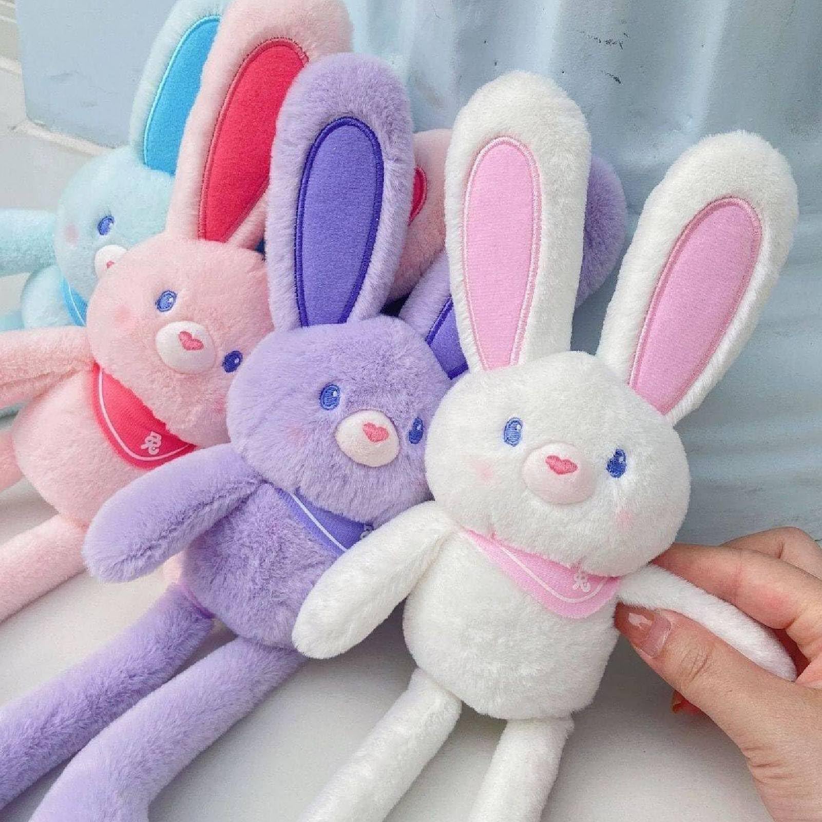 Peluche a forma di coniglio estraibile, divertente giocattolo interattivo a forma di coniglio con orecchie e zampe estraibili, giocattoli a forma di coniglio pasquale estraibile (D)