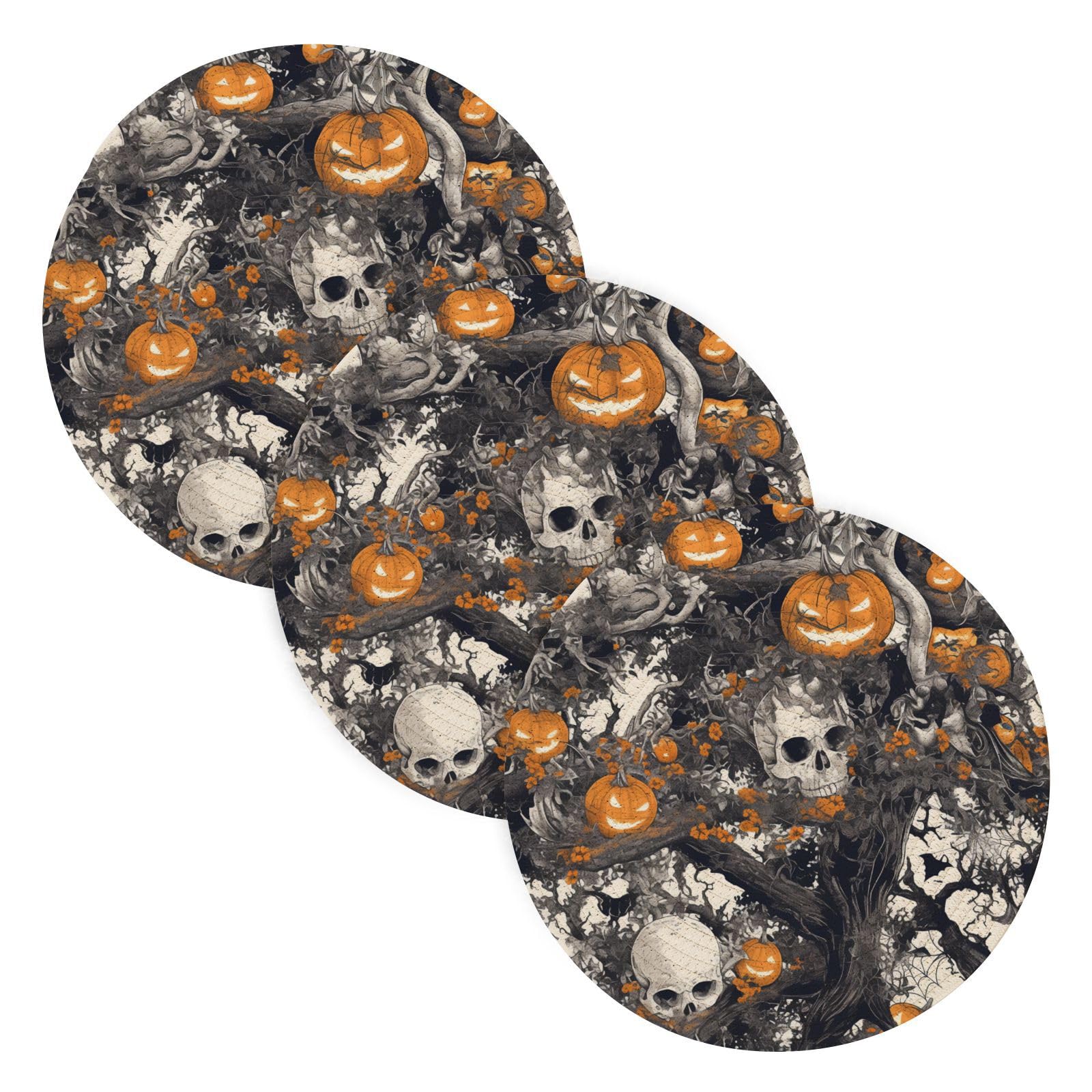 Dessous de plat Halloween citrouille orange résistant à la chaleur lot de 3 grand format