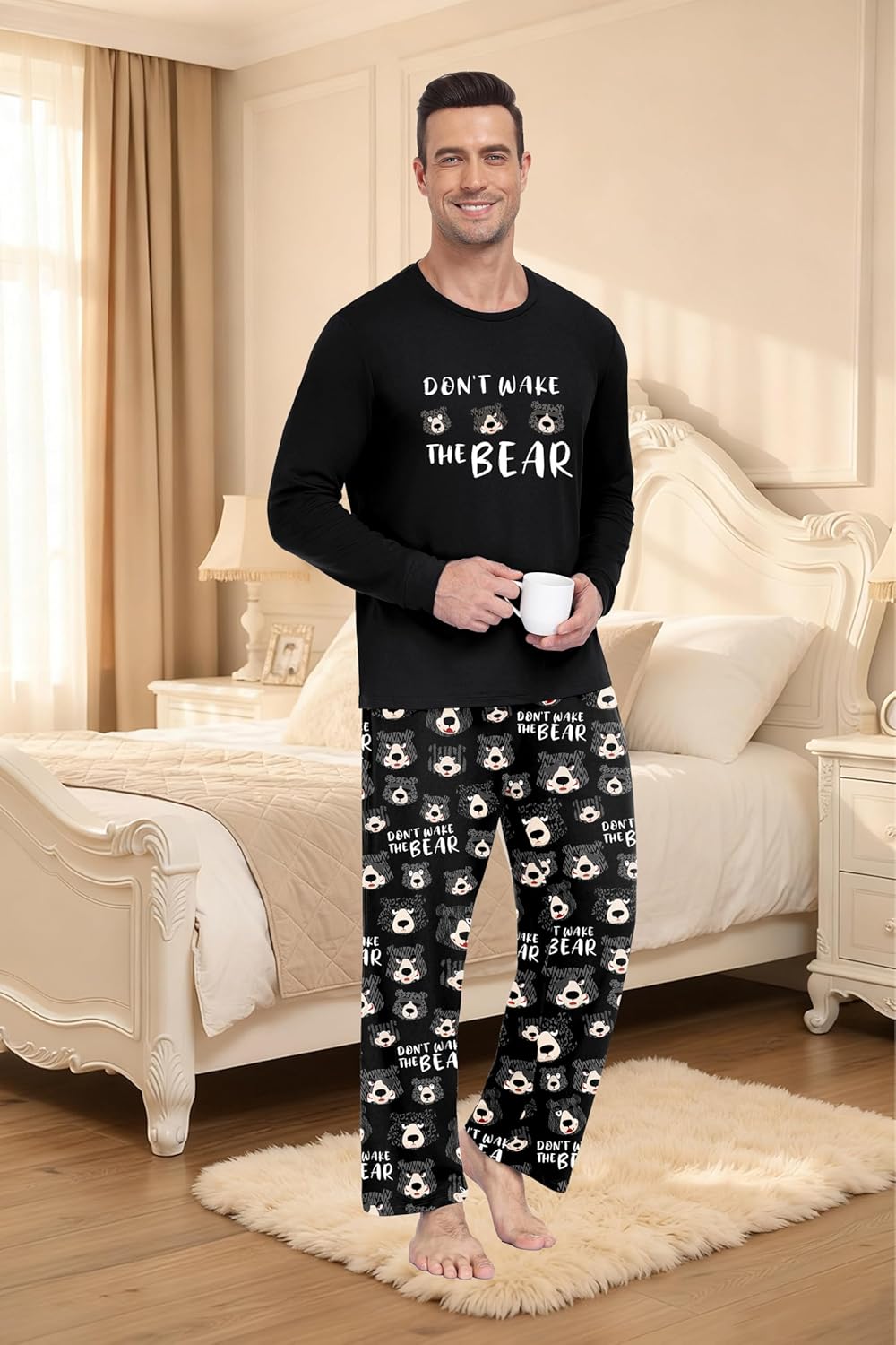 PrinStory Men's Pajama Sets Loungewear Sleepwear Pjs Lightweight Long Sleeve Shirts & Bottoms Soft Comfy Sleep Sets S-2XL - Image 5
