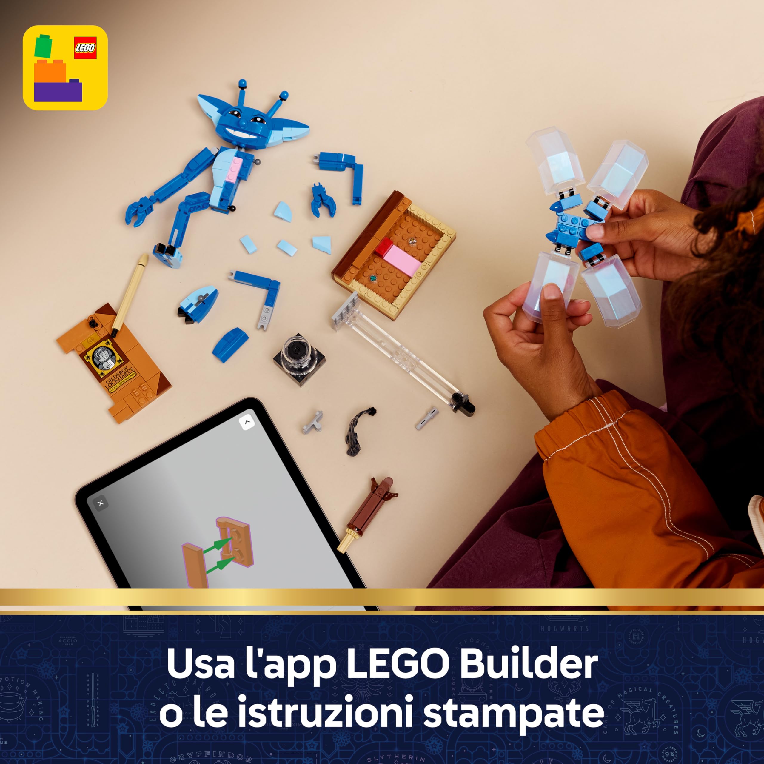 LEGO Harry Potter Folletto della Cornovaglia Giocattolo - Action Figure Decorativa per Cameretta o Scrivania con Libro e Bacchetta di Gilderoy Lockhart - Regalo per Bambine e Bambini da 8 Anni - 76461