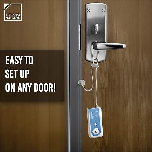 Miniatura 4 de Lewis N Clark Alarma de puerta de viaje + protector de ventana, sistema de seguridad portátil para el hogar, funciona con pilas para hotel,