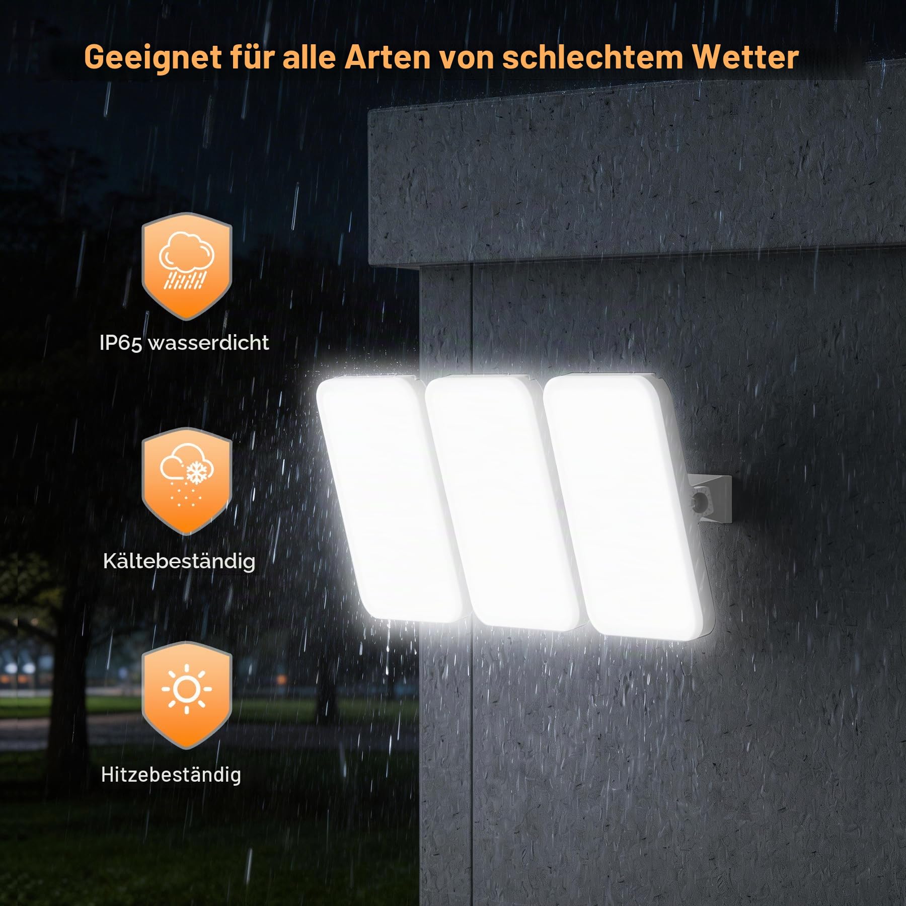Extrem helle 300W LED Flutlichter Außen, Neue verbesserte Sicherheitsleuchte 2026, 30000LM helle Stadionleuchten, 6000K Tageslichtweiß, IP65 wasserdicht, verstellbarer Außenflutlichter für Haus- Grau