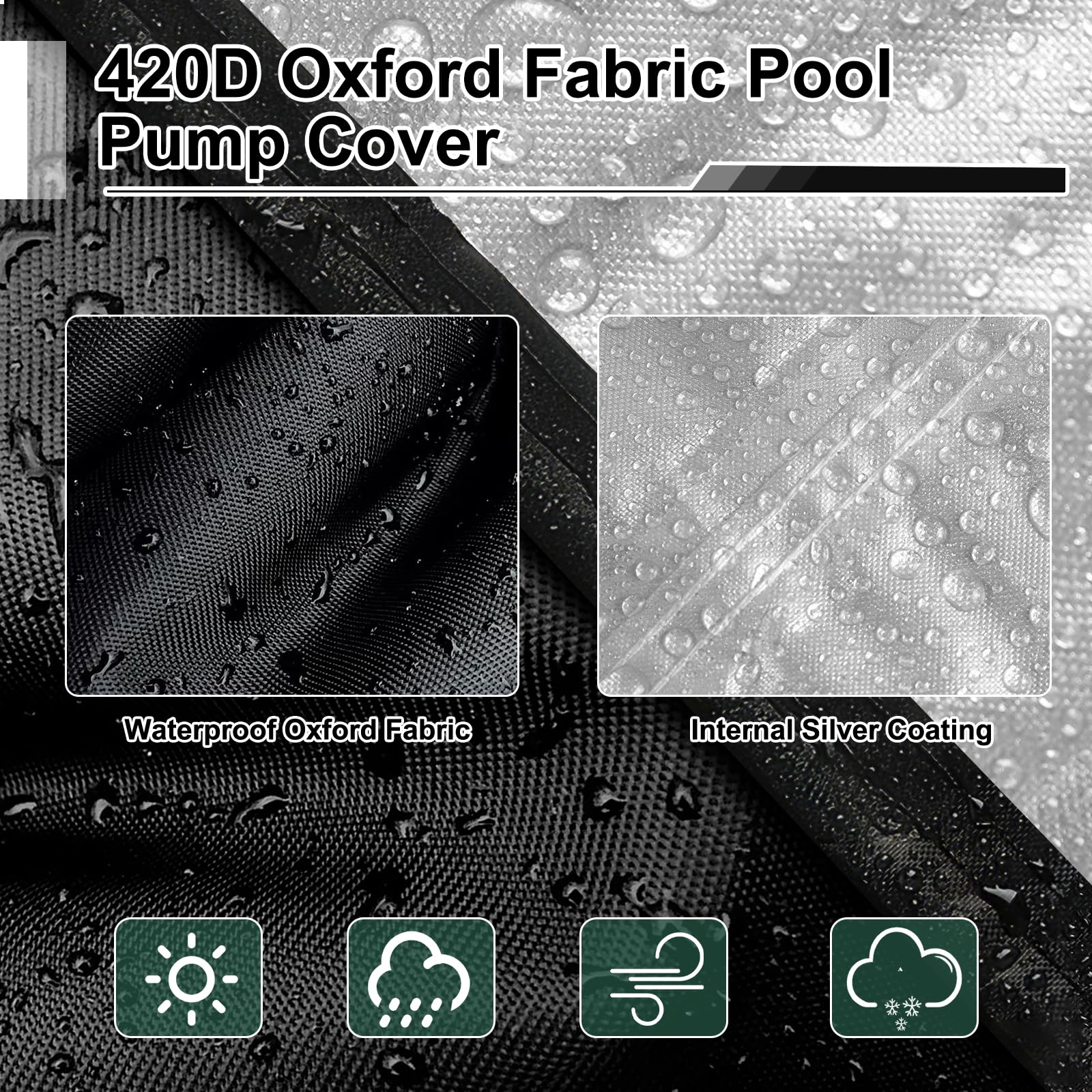 Cubierta para Bomba De Piscina, Cubierta De Filtro De Arena Piscina, 420D Oxford Lona Cubierta Bomba Calor Piscina, Resistente a Los Rayos UV Cubierta para Filtro De Piscina, 84x61x86 cm